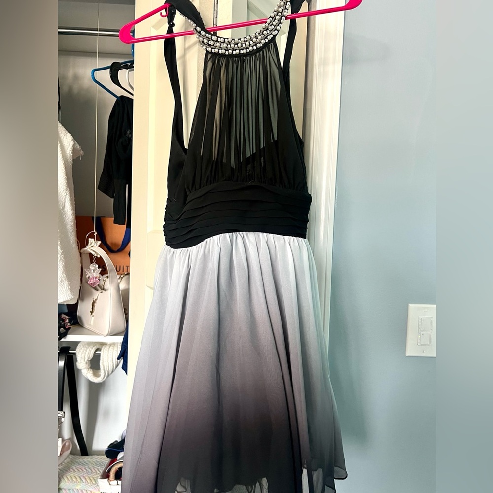 black halter mini dress ombré